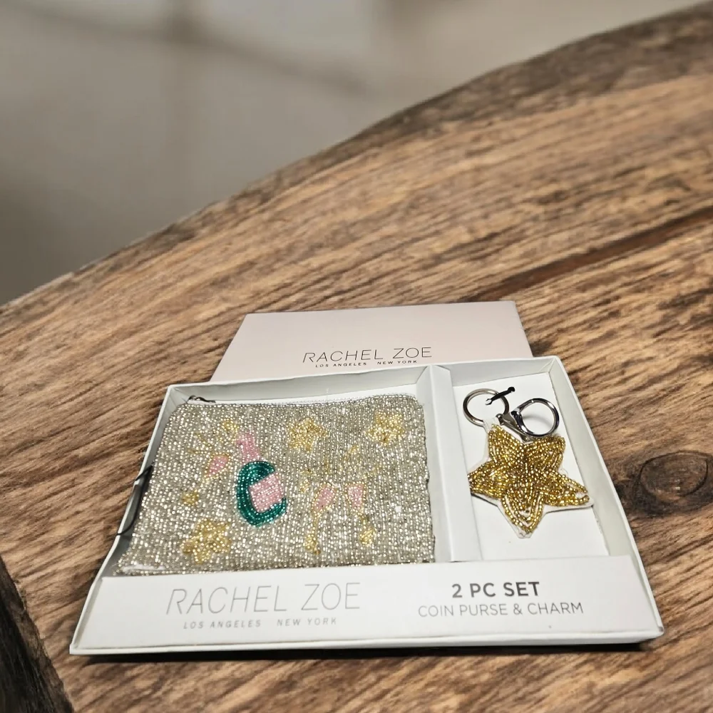 NEW Rachel Zoe Beaded Coin Purse and Star Charm Set, New In The Box